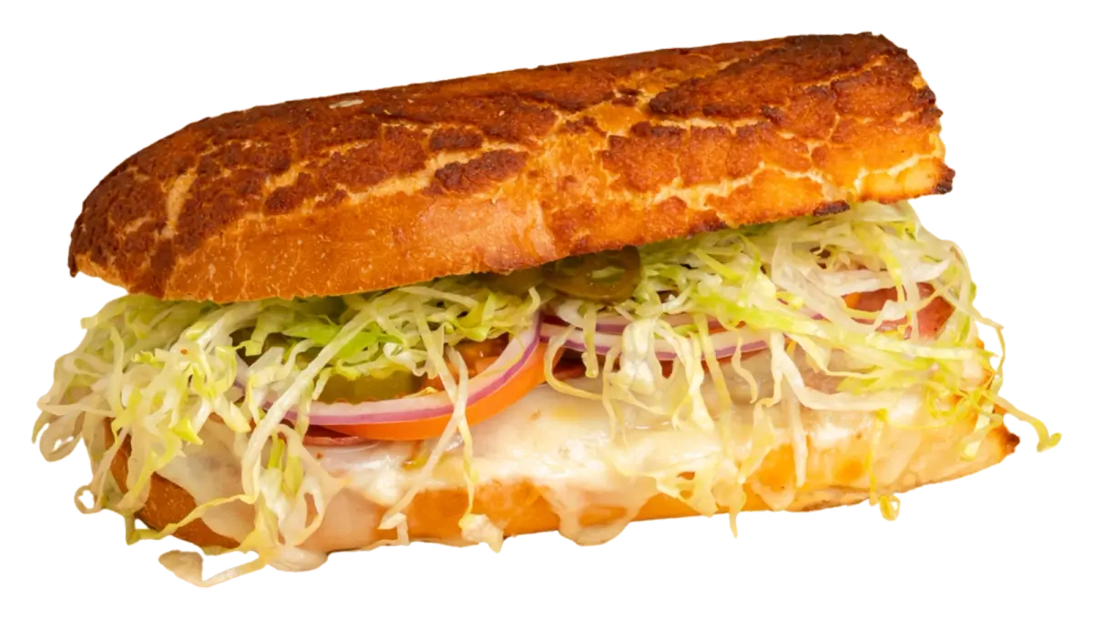 The Mobb sandwich layered with Italian salami, pepper salami, and smoked turkey